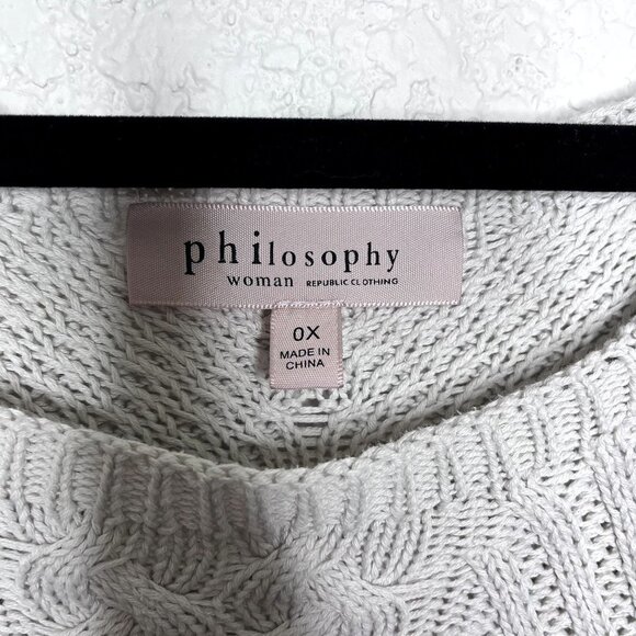 PHILOSOPHY Womens Gray Studded Cable Knit Sweater Size 0X - Picture 9 of 13